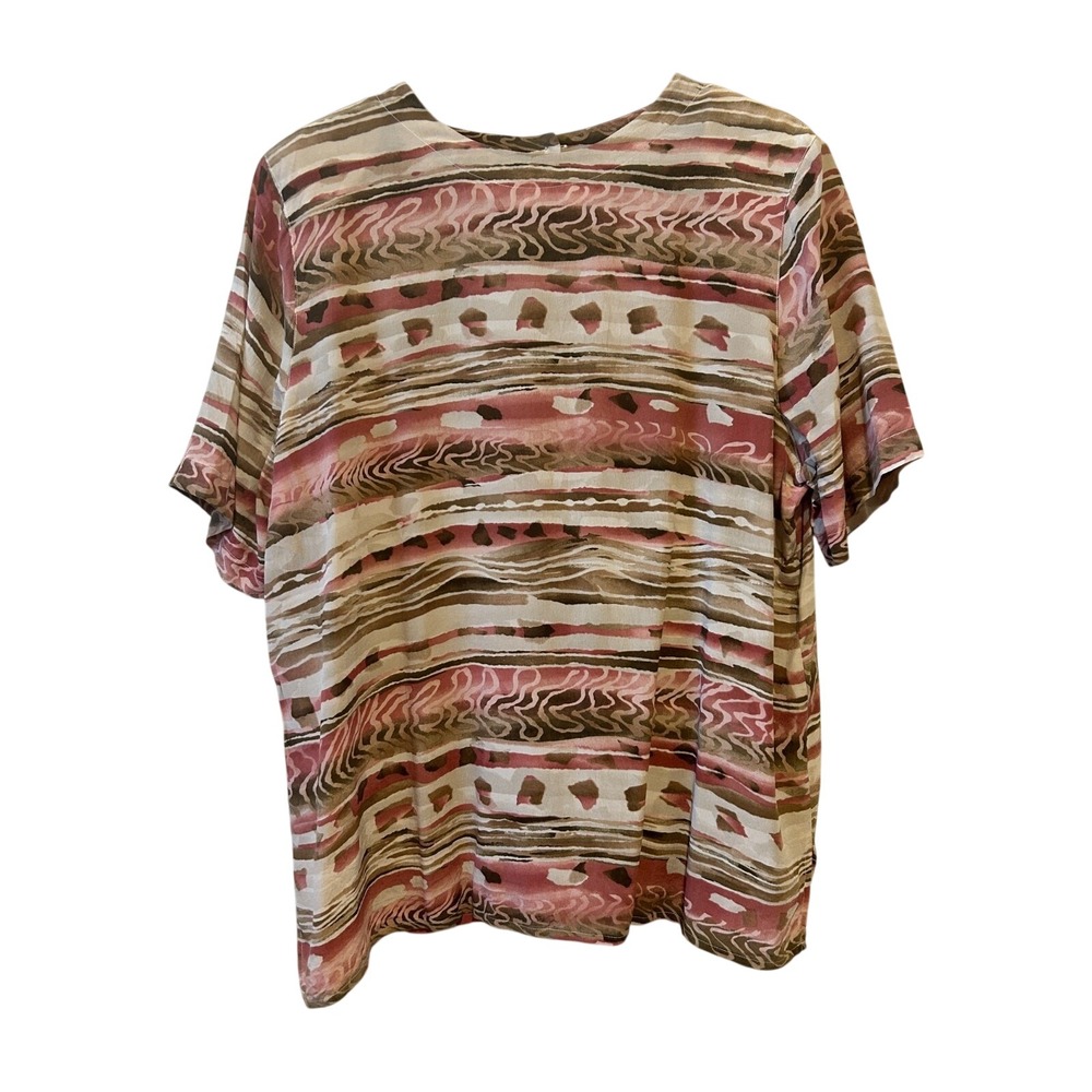 Vintage 90s Alfred Dunner Silk Top Pink & Beige Church Career Art Funky Size 16W